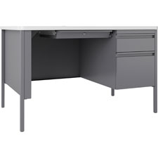 Lorell Fortress White Top/Platinum Teachers Desk